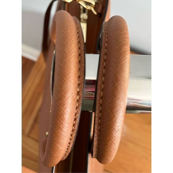 Michael Kors Large Saffiano Leather Selma Satchel Handbag Luggage Brown - Picture 9 of 16